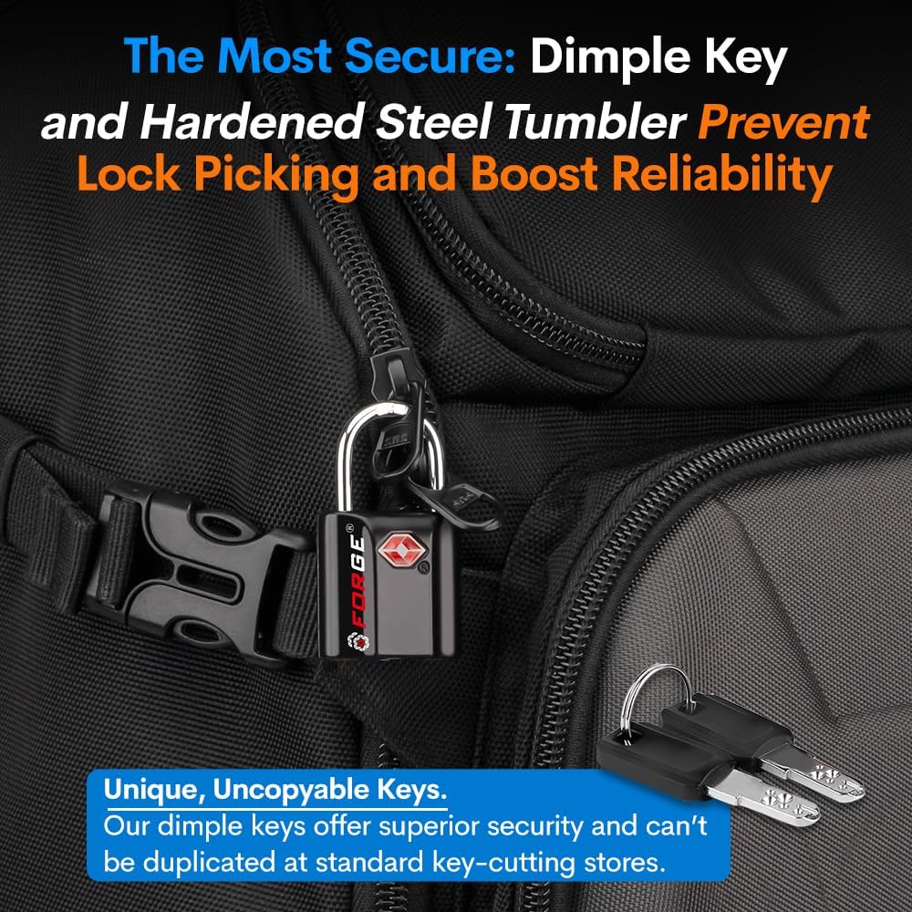 TSA Approved Luggage Locks, Ultra-Secure Dimple Key Travel Locks with Zinc Alloy Body - Image 5