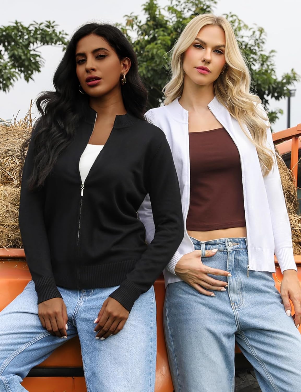 Totatuit Womens Long Sleeve Knitted Zip Up Sweater Cardigans Sweaters Lightweight Zipper Sweatshirts Jacket - Image 6