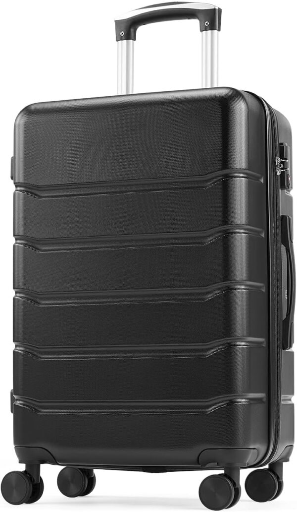 OLIXIS 20 Inch Carry-On Luggage, Hardside Suitcase with Spinner Wheels, Lightweight ABS Hard Shell Travel Luggage, TSA Approved Lock, Expandable Small Suitcase for Business & Travel–Black - Image 2