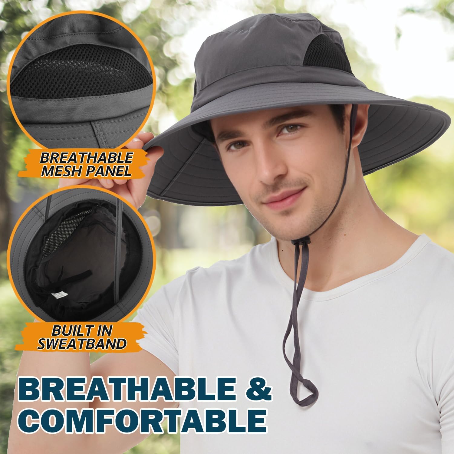 EINSKEY Wide Brim Sun Hat, UPF 50+ UV Protection Waterproof Packable Bucket Hat for Men & Women, Fishing Hiking Beach Garden - Image 5