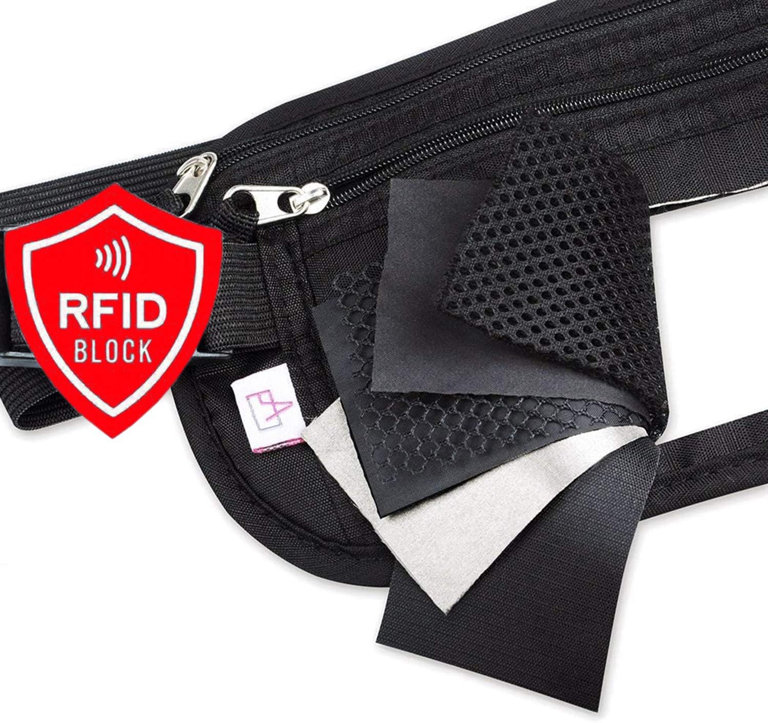 RFID Blocking Travel Wallet - Money Belt & Passport Holder, Slim Hidden Fanny Packs for Women Men - Black - Image 7