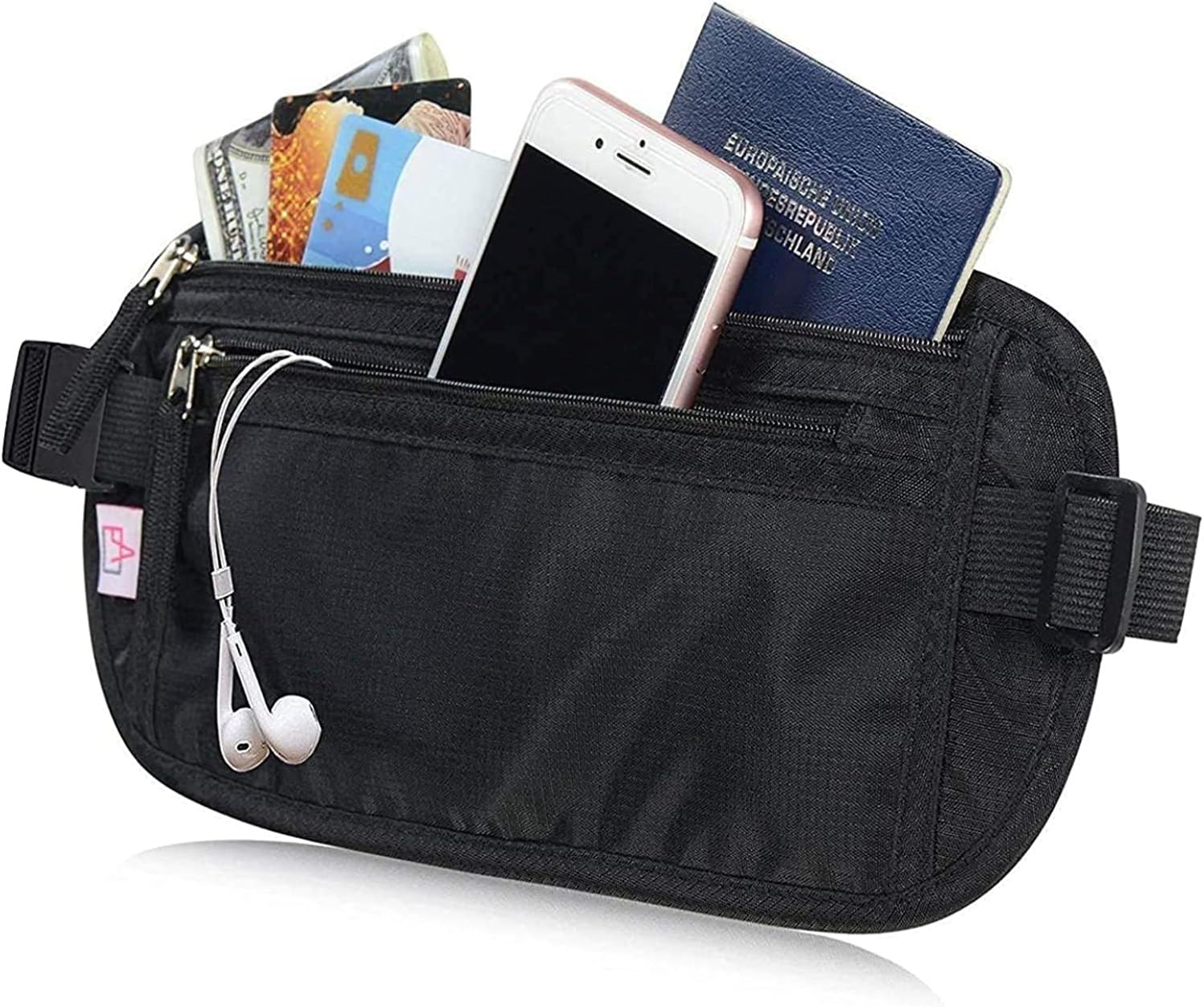 RFID Blocking Travel Wallet - Money Belt & Passport Holder, Slim Hidden Fanny Packs for Women Men - Black - Image 4