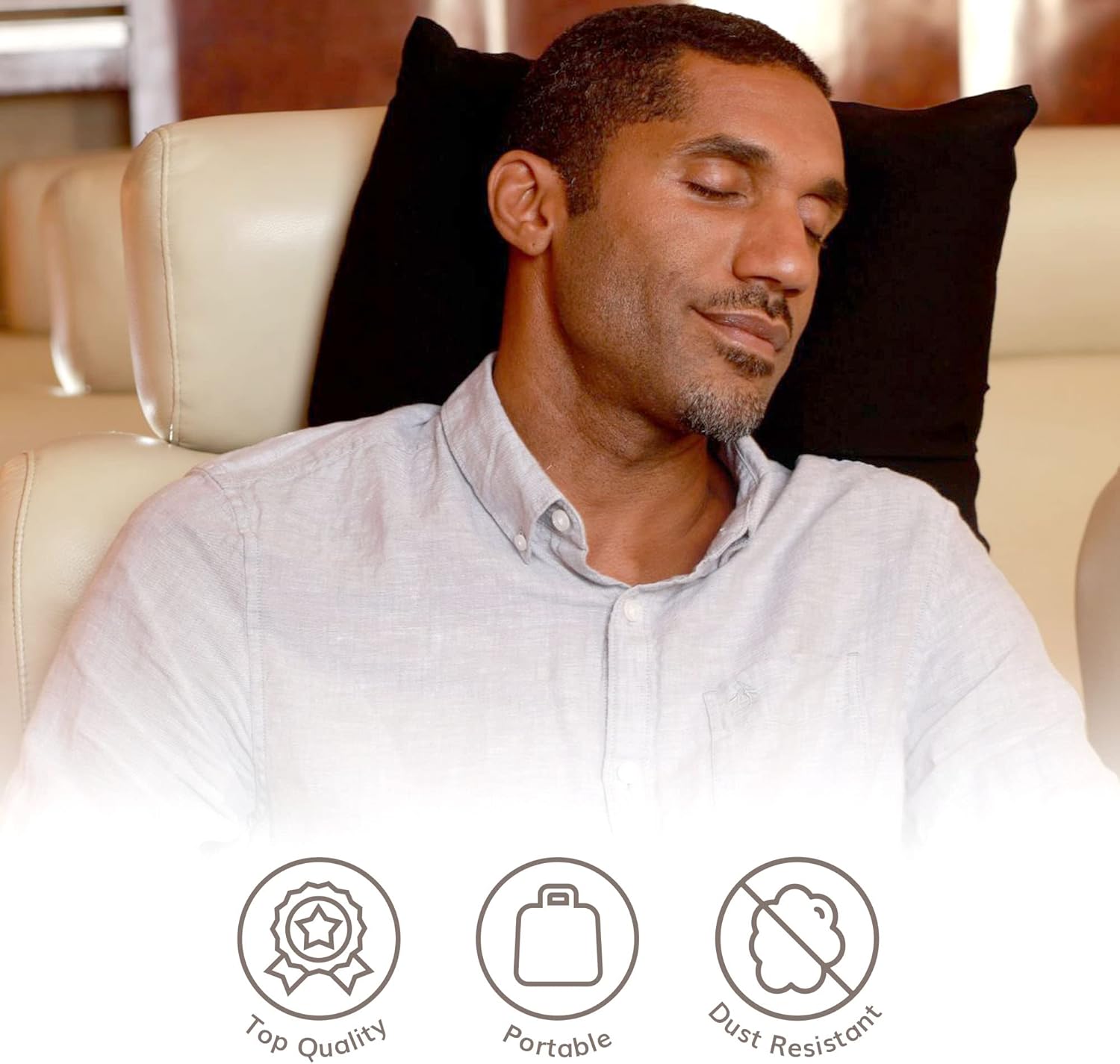 Happyluxe Odyssey Travel Pillow for Long Flights - Soft, Small, Alternative to Down and Memory Foam. 17 x 13in - Made in The USA, Jet Black Airplane Pillow for Adults Sleeping, Camping or Nap - Image 8