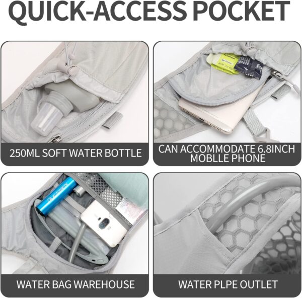 Hydration Pack Backpack, Lightweight Water Backpack with 2L Leakproof Hydration Bladder Daypack for Men Women,Running Hydration Vest for Outdoor Trail - Image 5