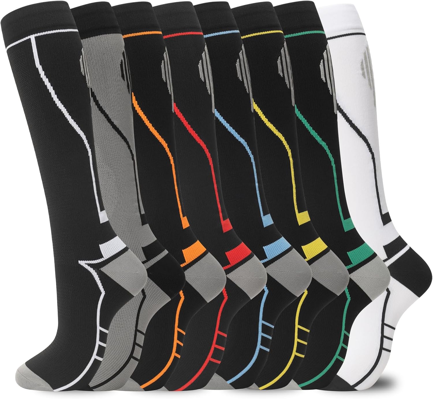 Compression Socks for Women Men Circulation Knee High 8 Pairs for Nurses, Running, Travel, Athletic - Image 2