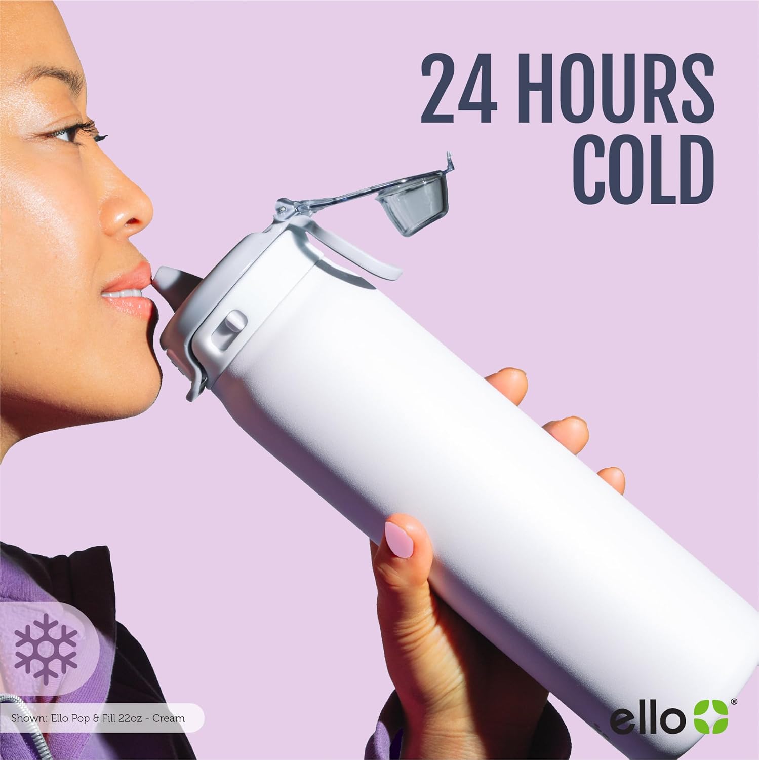 Ello Pop & Fill Stainless Steel Water Bottle with Quick Fill Technology, Double Walled Vacuum Insulated Metal, Leak Proof Locking Lid, Sip & Chug, BPA Free, Holiday Gift for Him Her, 22oz, 32oz, 40oz - Image 10