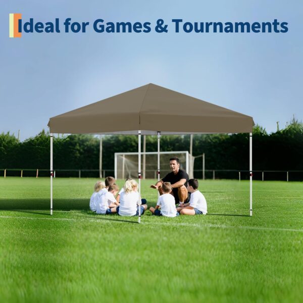 10'x10' Brown Pop Up Canopy Tent with 3 Sidewalls, Waterproof and UV Resistant Outdoor Gazebo, Easy Up Sun Shade Shelter for Parties, Events, Backyard, Camping - Image 6