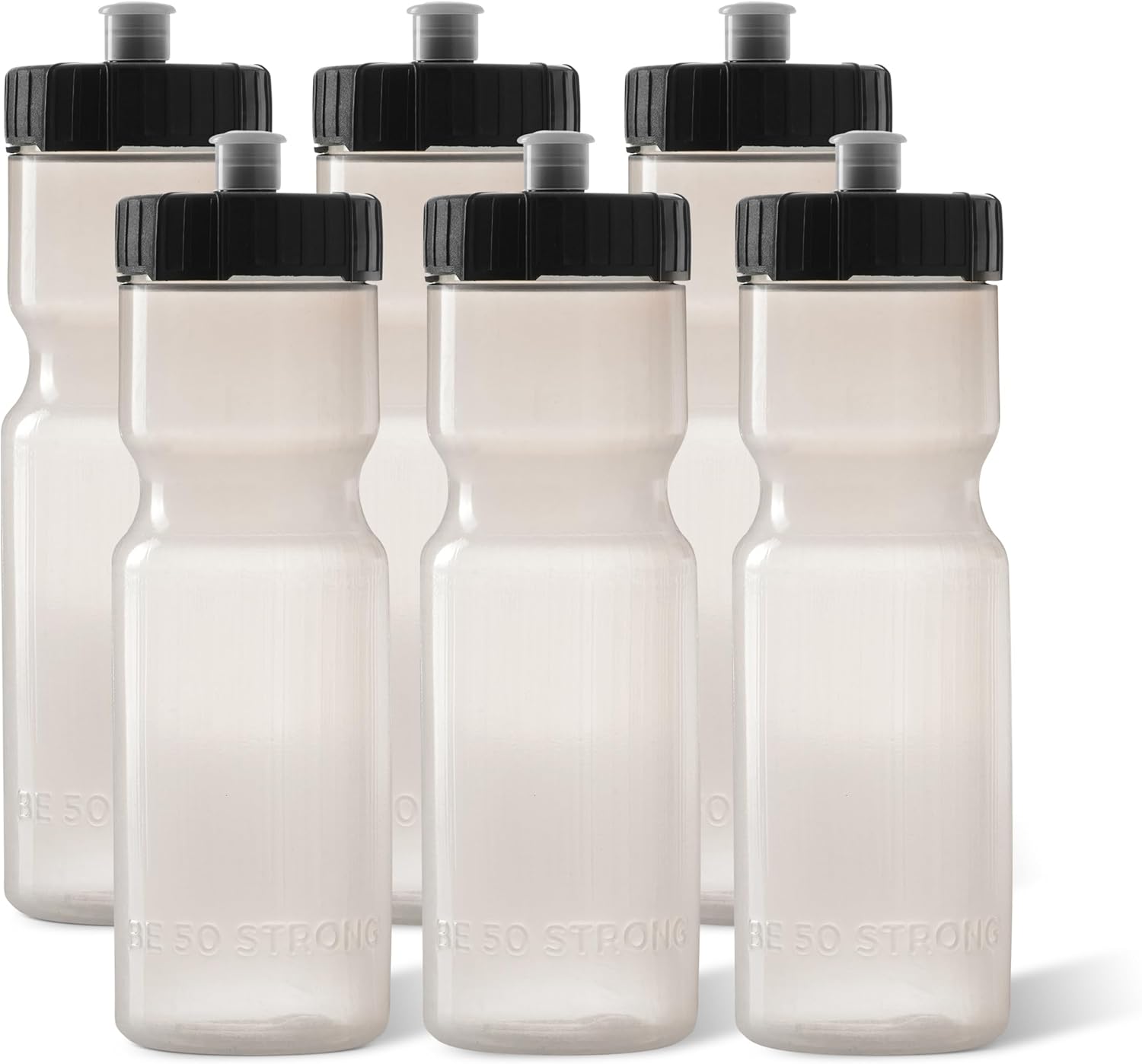 50 Strong Sports Water Bottles – Reusable 22 oz BPA-Free Plastic Bottles with Pull Top Cap – Made in USA – Top Rack Dishwasher Safe – Fits Most Bike Cages Brand - Image 2
