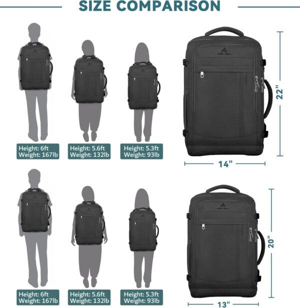 Travel Backpack, 50L Expandable Extra Large Laptop Backpack, Carry On Backpack Water Resistant Business Suitcase Daypack Bag Fits 17 Inch Laptops, Travel Gifts for Men Women, Black - Image 9