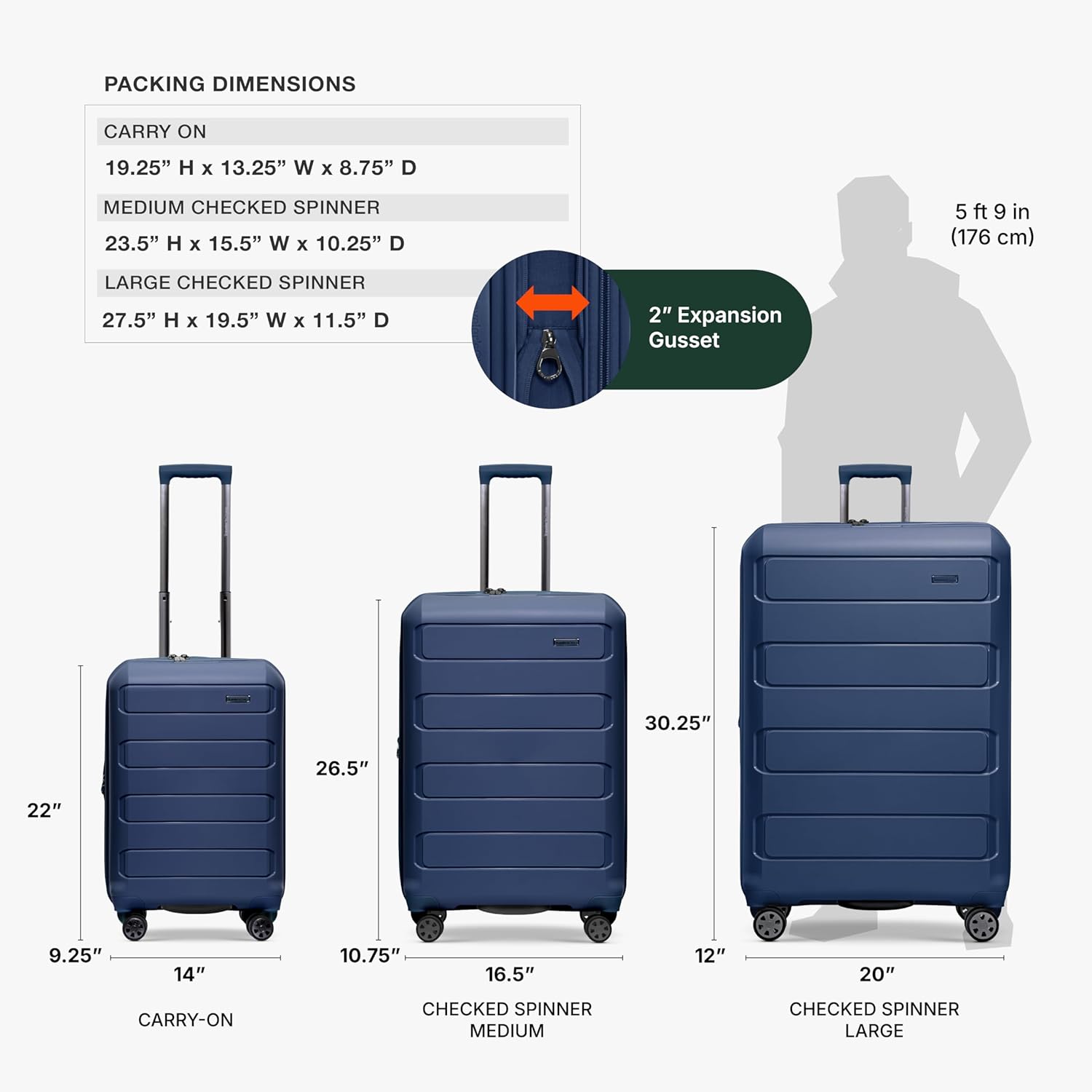 Traveler's Choice Pagosa Indestructible Hardshell Expandable Spinner Luggage, Navy, 30-Inch Large - Image 4