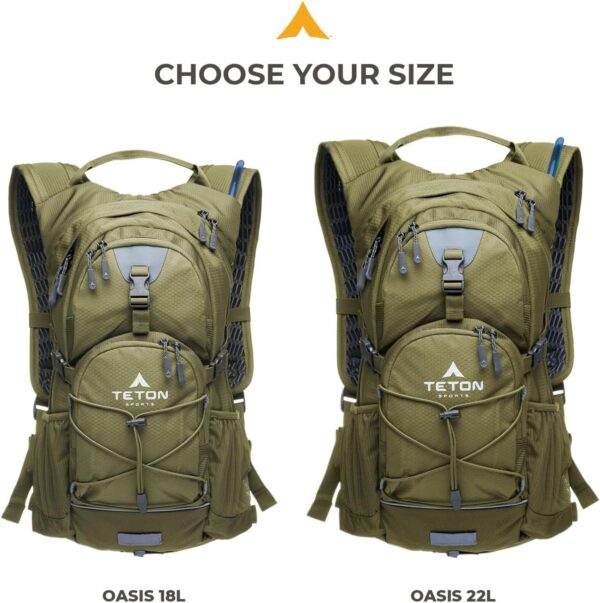 Teton Oasis/Trailrunner Hydration Backpack – Lightweight Water Pack with 2L/3L Bladder for Hiking, Running, Cycling, Biking – 2L/18L/22L Sizes – Sewn-in Rain Cover – Fits Men and Women - Image 7