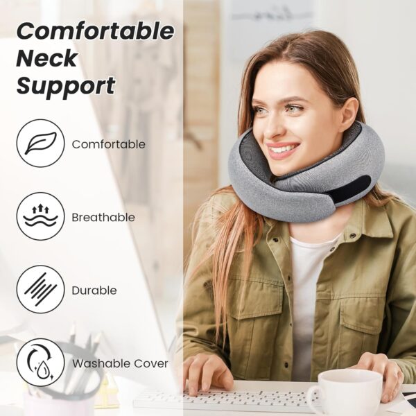 SZXYX Travel Pillows for Airplanes, 100% Pure Memory Foam Neck Pillow for Airplanes, Comfortable Breathable Cover, 360° Support Stowable Pillows for Sleeping, Car, Airport Travel Essentials - Image 4