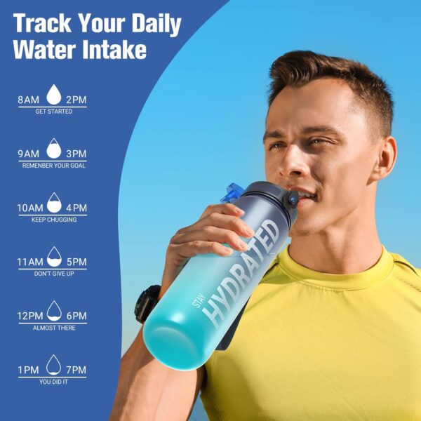 Sahara Sailor Water Bottle, 32/25/17oz Durable and Leakproof Water Bottles Motivational with Time Marker, Tritan, BPA Free, Wide Mouth with Easy Clean Brush for Gym, Travel, School, Office (1 Bottle) - Image 8