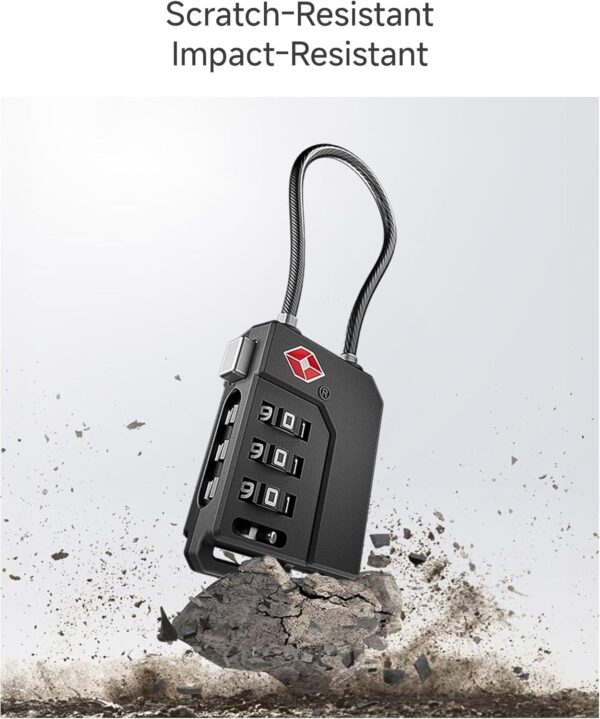 LUGGEX TSA Locks for Luggage, Suitcase Locks TSA Approved, Luggage Locks, Ease of Use & Durable(Black,4 Pack) - Image 3