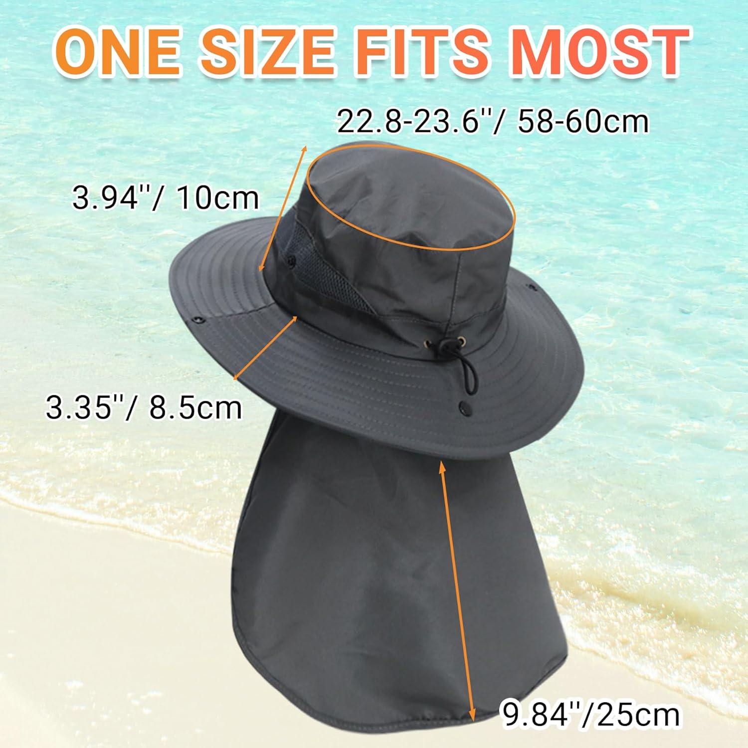 NPQQUAN Sun Hats for Men Women with Neck Flap UPF 50+ UV Protection Wide Brim Bucket Hat Safari Hiking Fishing Hats - Image 7