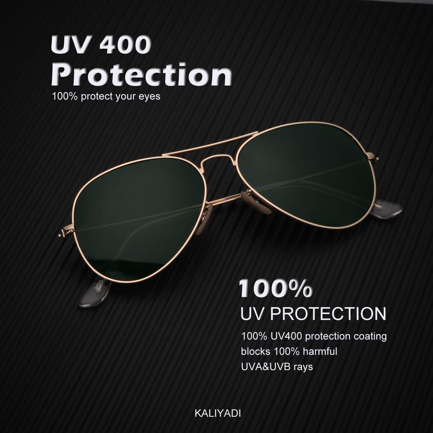 KALIYADI Classic Aviator Sunglasses for Men Women Driving Sun glasses Polarized Lens UV Blocking - Image 4