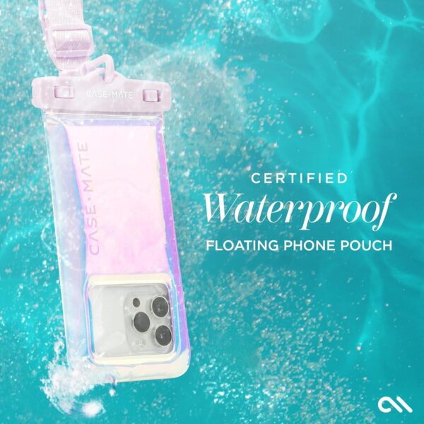 Case-Mate Soap Bubble IP68 Waterproof Phone Pouch - Floating Waterproof Phone Case w/Crossbody Lanyard - Cruise Ship Travel Essentials - Compatible w/All Devices - Touchscreen Friendly - Iridescent - Image 7