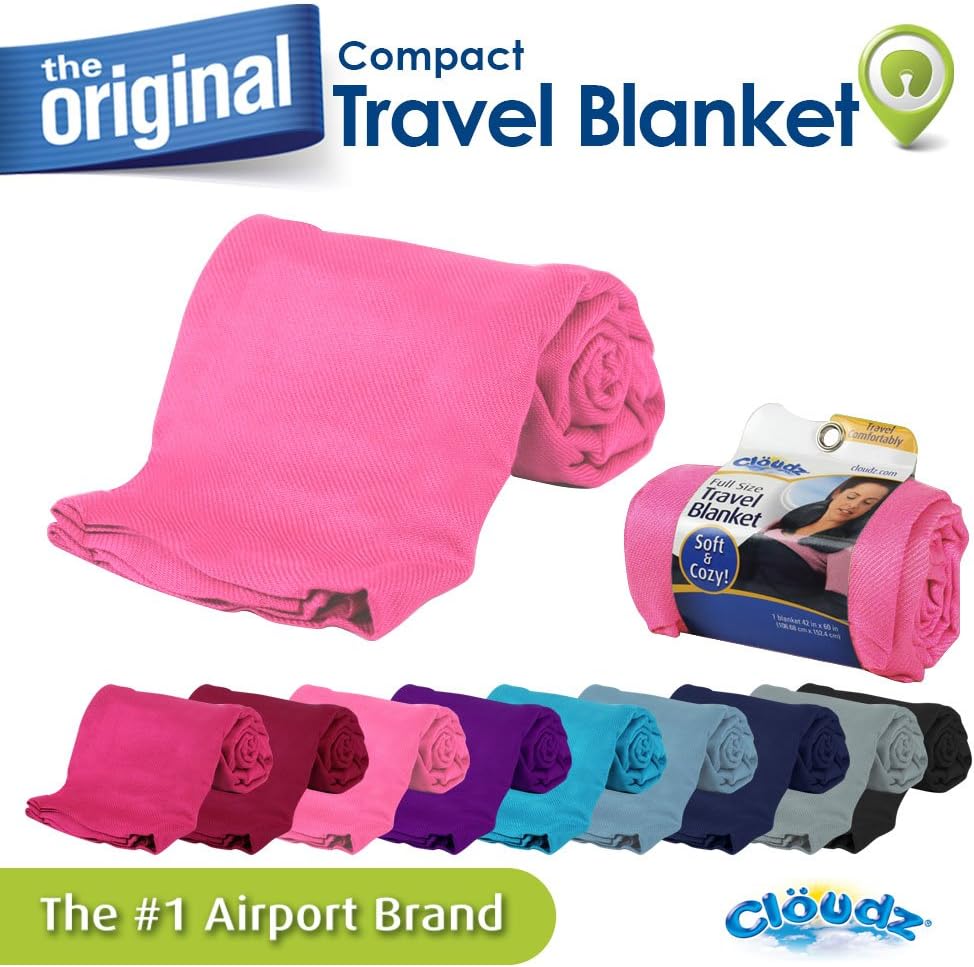 Cloudz Cozy Compact Airplane Travel Blanket for Your Flight, Car, Camping, Home or Comforting Warmth Anywhere! - Light Pink - Image 3