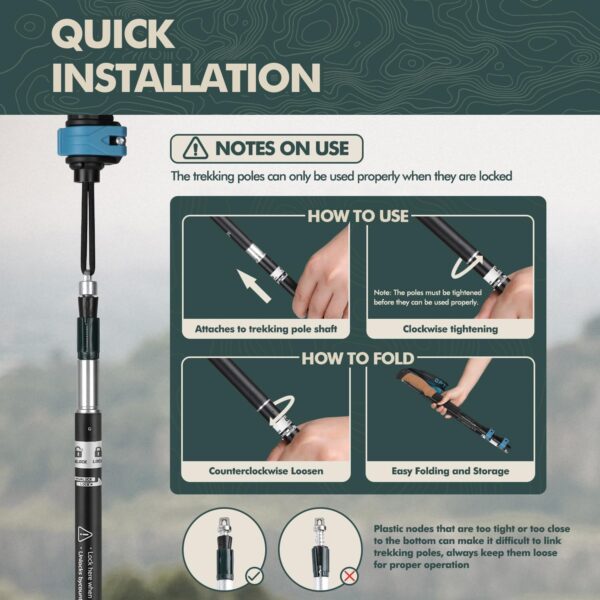 GPTCAMP Walking Sticks,Trekking Poles Collapsible Hiking Poles,Lightweight Folding Travel Walking Pole for Men Women,2pc Adjustable Hiking Stick with EVA Foam Grips for Backpacking - Image 3