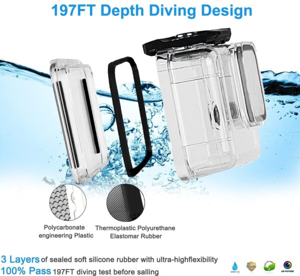 FitStill Underwater Waterproof Diving Housing for Go Pro Hero 13/12/11/10/9 Black,60M/196FT Protective Underwater Diving Housing Shell Accessories (Hero 13/12/11/10/9 Black) - Image 5