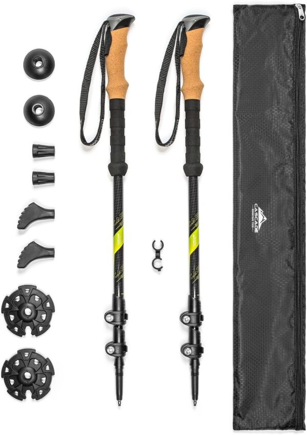 Cascade Mountain Tech Trekking Poles - Carbon Fiber Walking or Hiking Sticks with Quick Adjustable Locks - Image 2