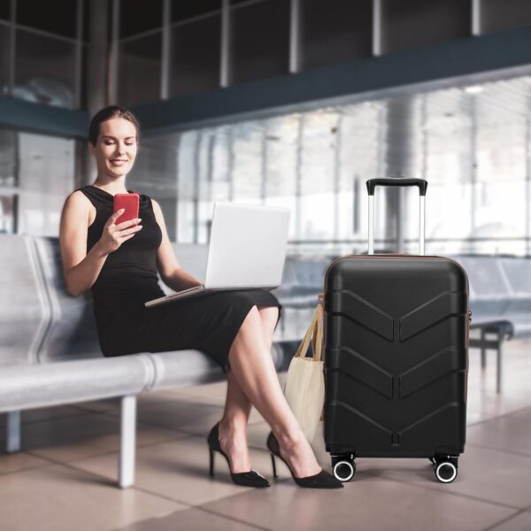 Luggage Sets 3 Piece with Spinner Wheel, Hardside Suitcase Set with TSA Lock, Expandable Lightweight Travel Luggage for Men and Women, Black - Image 3