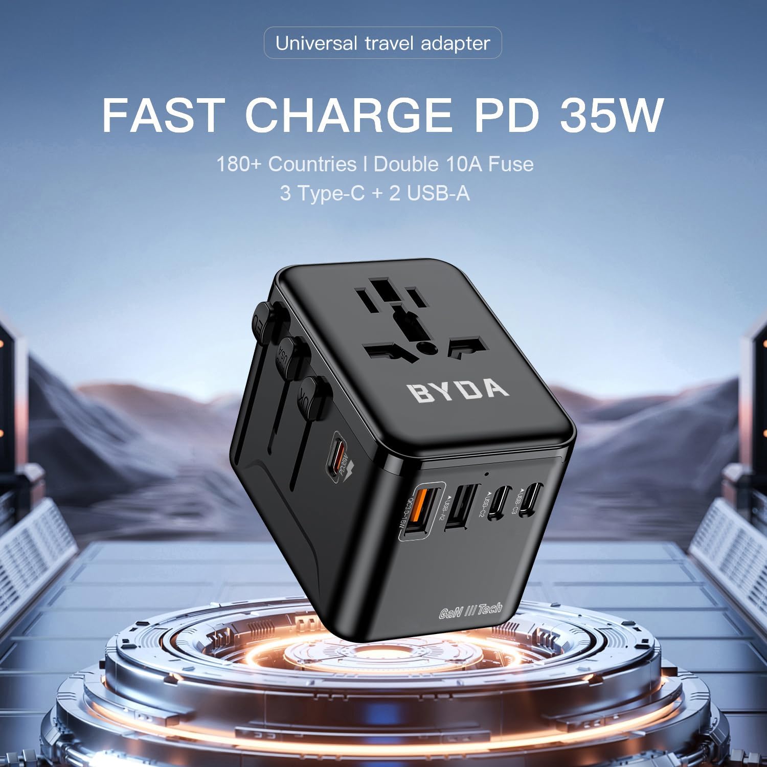 Universal Travel Adapter,Worldwide All-in-One International Power Plug with USB-C 35W GaN & USB Ports,EU/UK/US/AU Outlet Converter for Europe Asia,Travel Essentials&Adapter for Apple,Android - Image 7