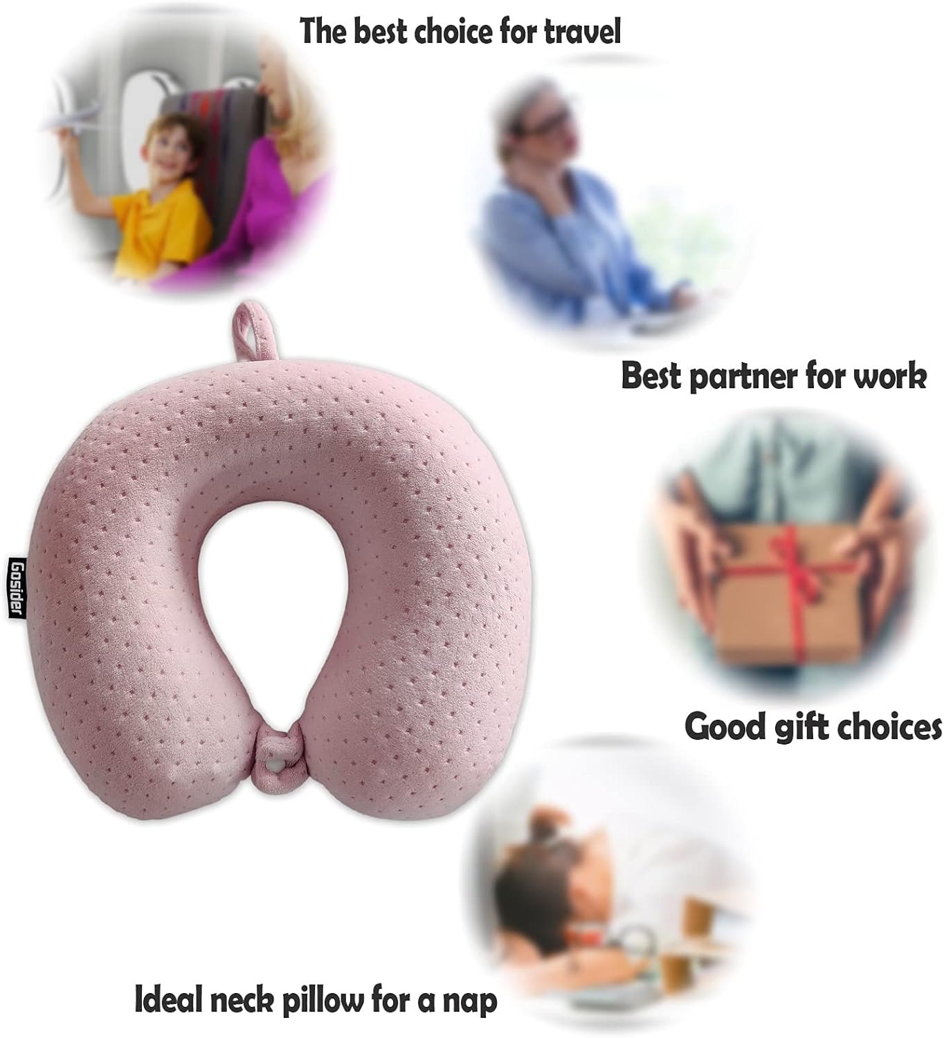 Neck Pillows for Sleeping Travel Pink Travel Pillow Comfortable U Shape Memory Foam Pillows Neck and Head Support Portable Travel Neck Pillow Suitable for Planes, Trains, Self-Driving Cars - Image 6
