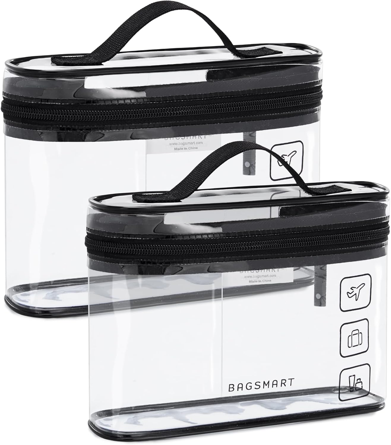 BAGSMART TSA Approved Toiletry Bag, 2 Pack Clear Makeup Cosmetic Bag Organizer, Quart Size Travel Bag for Toiletries, Carry-on Travel Accessories Essentials, Black-2pcs - Image 2