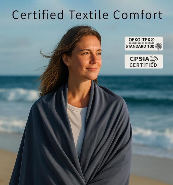 Travel Blanket Lightweight and Breathable, 67 x 48 in Soft Airplane Flight Blanket for Travelers, Foldable Camping Sheet with Stuff Sack for Train, Camp, backpacking, office, home (Velvet E650) - Image 6