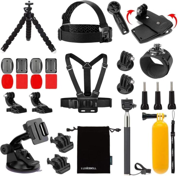 Luxebell Accessories Kit for AKASO EK5000 EK7000 4K WiFi Action Camera GoPro Hero 12 11 10 9 8 7 6 5/Session 5/Hero 4/3+/3/2/1 Max Fusion SJ4000 SJ5000 (14-in-1) - Image 2