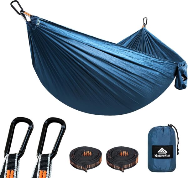 NATUREFUN Ultra-Light Travel Camping Hammock | 300kg Load Capacity,Breathable,Quick-Drying | 2 x Premium Carabiners,2 x Nylon Slings Included | Outdoor Indoor Garden - Image 2