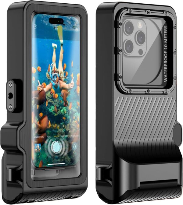 Waterproof Phone Case for Snorkeling - Underwater Touchscreen Housing, Universal Underwater Photo&Video Diving Case for iPhone 16/15/14 Pro Max Samsung Galaxy S25/S24 Ultra Up to 6.9'' Black - Image 2
