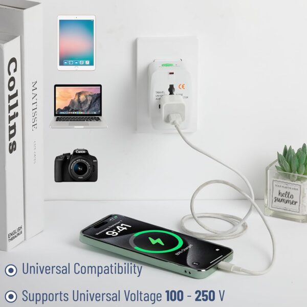 Bates- Universal Adapter for Travel, Compact International Power Adapter for USA, EU, UK, Australia, and India Outlets, All in One - Image 6