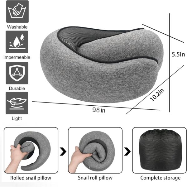 SZXYX Travel Pillows for Airplanes, 100% Pure Memory Foam Neck Pillow for Airplanes, Comfortable Breathable Cover, 360° Support Stowable Pillows for Sleeping, Car, Airport Travel Essentials - Image 5