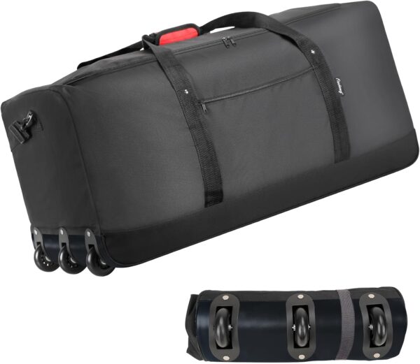 Finnhomy 120L Foldable Rolling Duffel Bag with 3 Wheels, Light Weight Travel Duffel bag with Large Loading Capacity, 32 inch Rolling Duffel bag with Shoulder Strap for Travel Camping Sports - Image 2