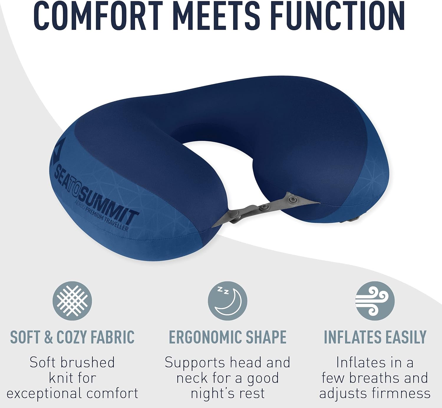 Sea to Summit Aeros Premium Traveller Inflatable Neck Pillow, Navy Blue - Image 7