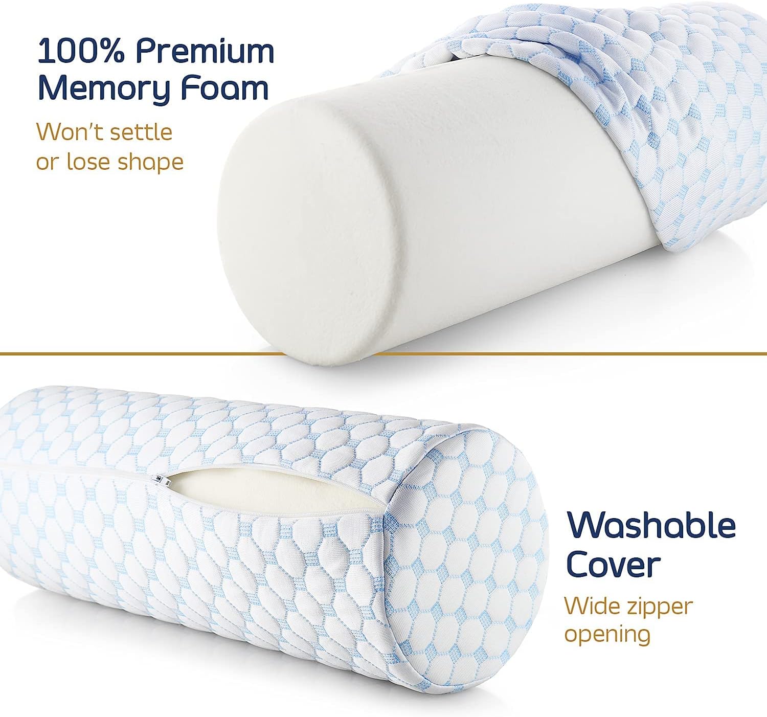 Nestl Neck Roll Pillow for Pain Relief - Premium Memory Foam – Bolster Pillow for Sleeping with a Breathable Cooling Cover - Comfy Cylinder Neck Roll Pillow - Image 4