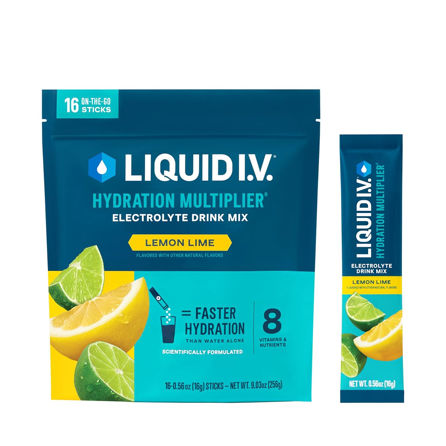 Liquid I.V.® Hydration Multiplier - Lemon Lime | Electrolyte Powder Drink Mix | 1 Pack (16 Servings) - Image 2