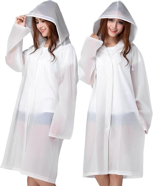 Cosowe Rain Ponchos for Adults Reusable, 2 Pcs Raincoats Emergency for Women Men with Hood and Drawstring - Image 6