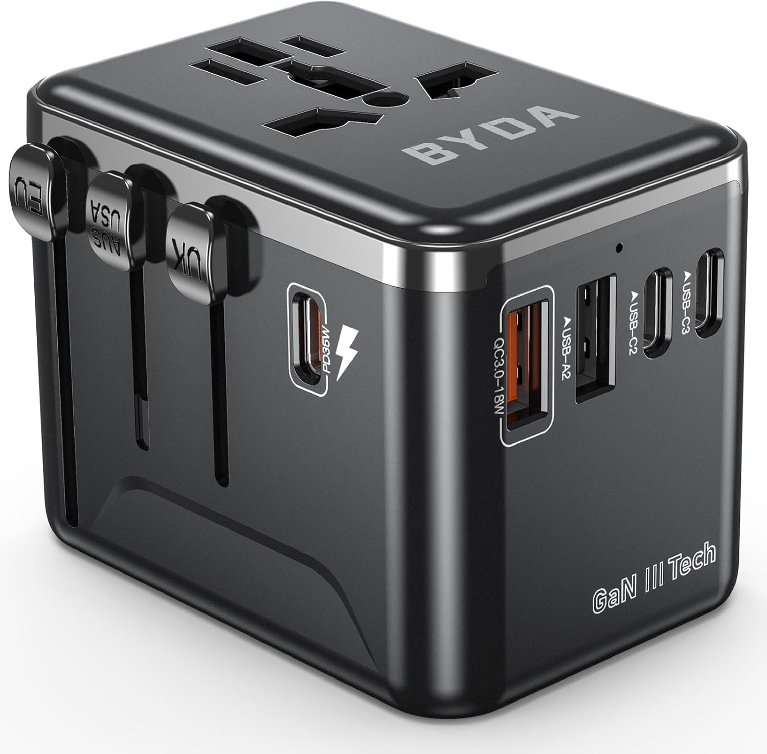 Universal Travel Adapter,Worldwide All-in-One International Power Plug with USB-C 35W GaN & USB Ports,EU/UK/US/AU Outlet Converter for Europe Asia,Travel Essentials&Adapter for Apple,Android - Image 2