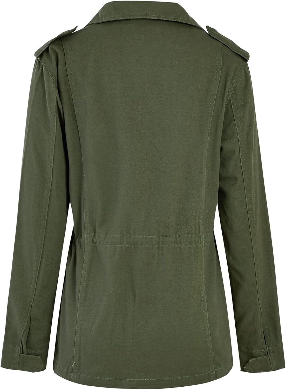 Soulomelody Women Military Anorak Jackets Zip Up Snap Buttons Parka Safari Utility Coats Outwear with Pocket - Image 5