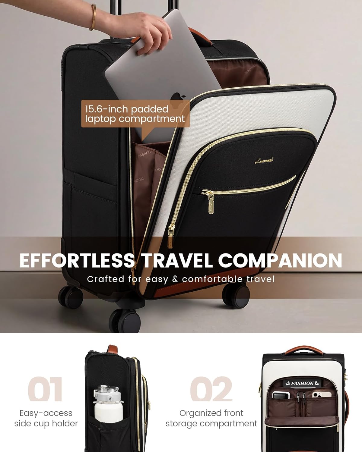 LOVEVOOK Carry On Luggage 22x14x9 Airline Approved, 20 Inch Softside Suitcases with Wheels, Lightweight Spinner Carry on Suitcase with TSA Lock, Water-Resistant Large Capacity Luggage for Travel - Image 9