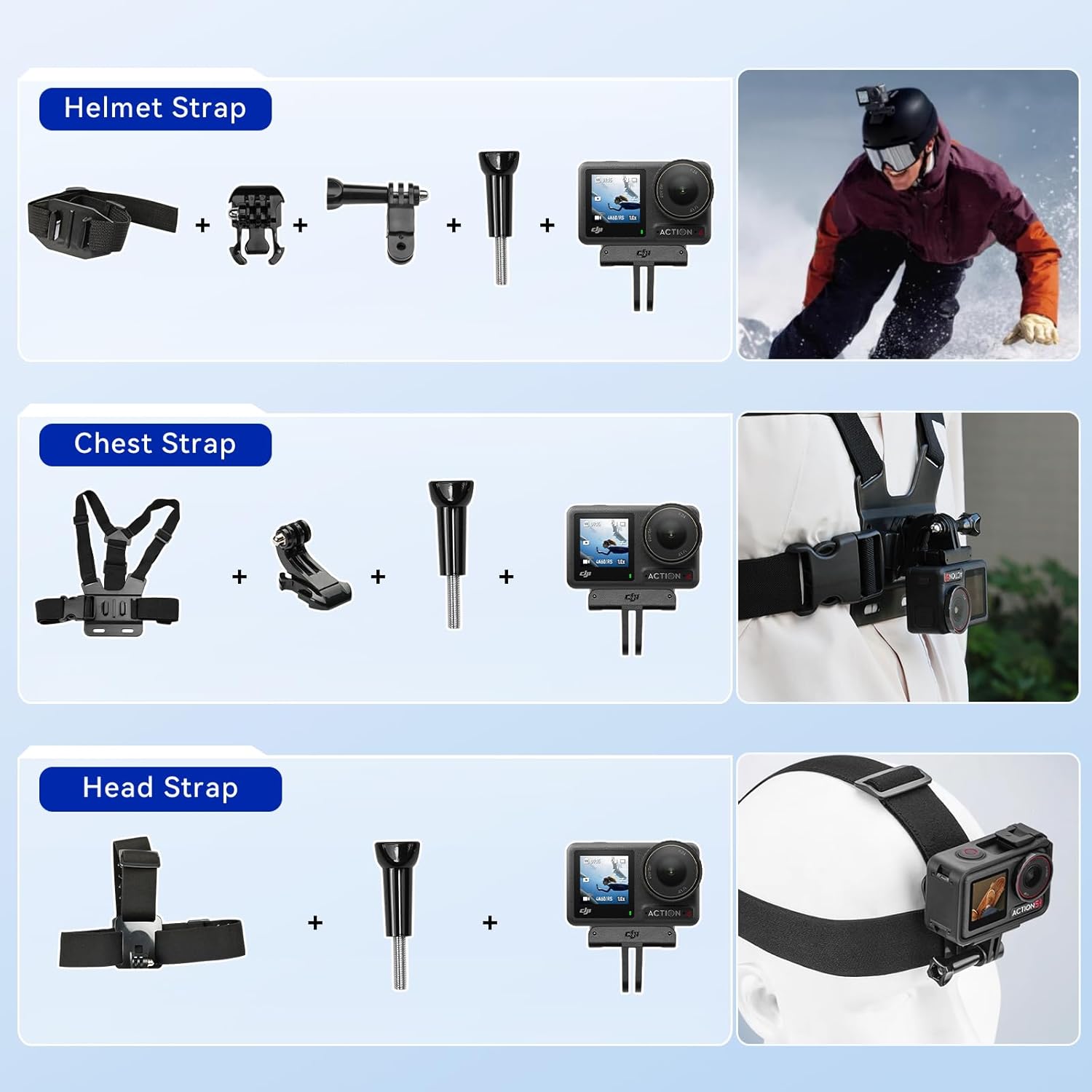 DJI Osmo Action 4 Standard Combo with 50 Piece Accessory Kit + 2 Extra Batteries + 64GB Card, 4K/120fps Waterproof Action Camera with a 1/1.3-Inch Sensor, Long-Lasting 160 Mins, Outdoor Camera - Image 5