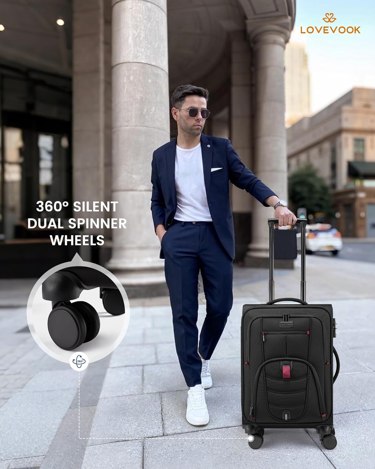 Carry On Luggage 22x14x9 Airline Approved, 22-Inch Suitcases with Spinner Wheels, Softside Carry-on Luggage with TSA Lock for Men Women Business Trip, Lightweight Large Capacity Luggage for Travel - Image 3