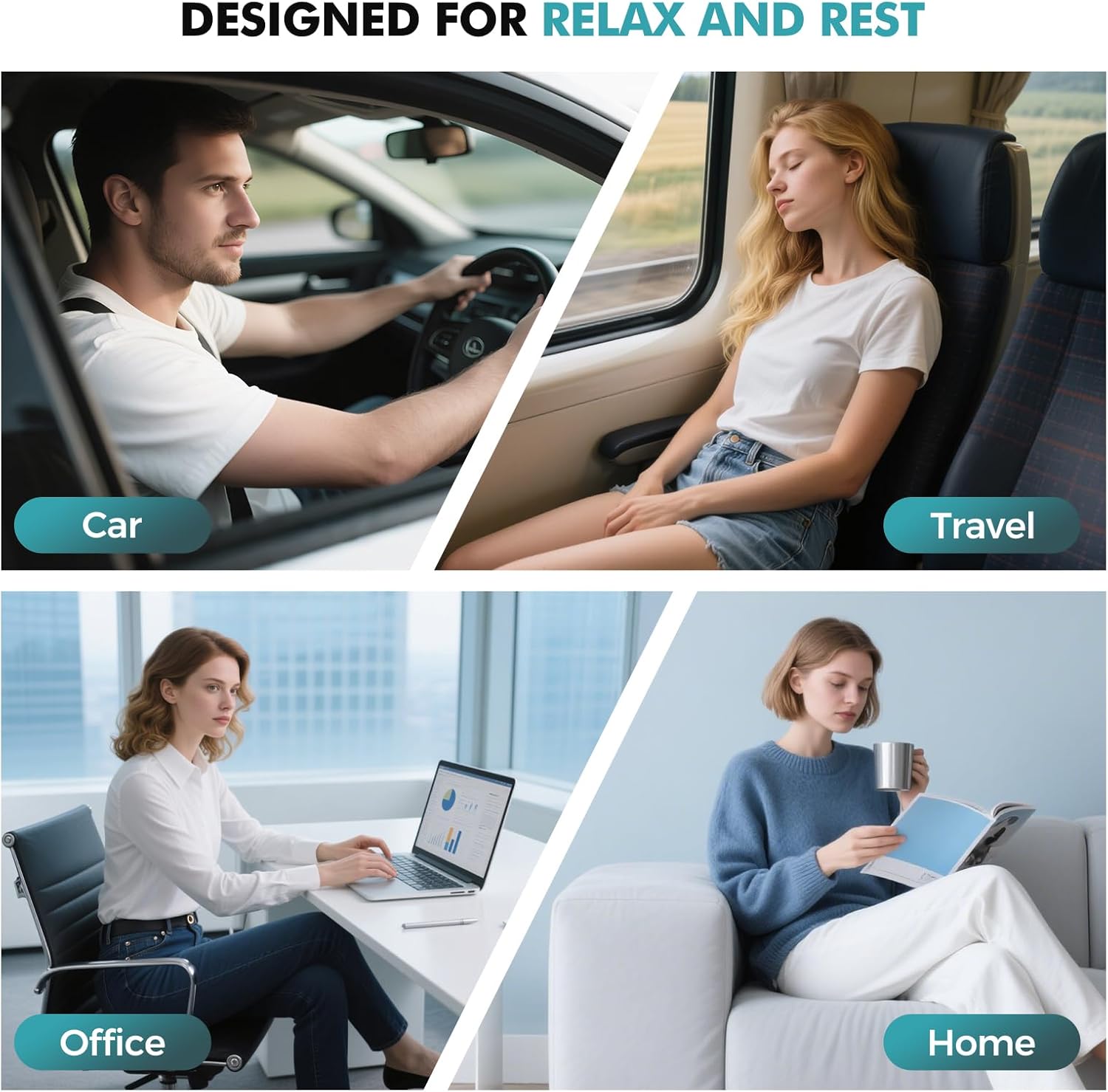 Travel Neck Pillows for Airplanes - 360° Ergonomic Memory Foam Travel Pillow - Relief Neck Pain with Breathable Support for Long Flights, Car, Train & Office Use - Adults & Kids - Image 8