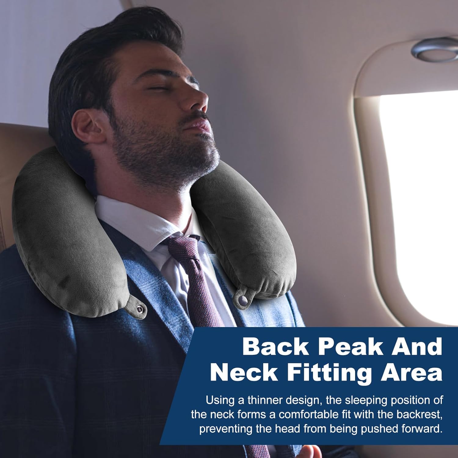 Travel Pillow 100% Pure Memory Foam Neck Pillow Airplane for Traveling,Car, Train,Napping,Traveling,Washable Cover (Grey) - Image 7
