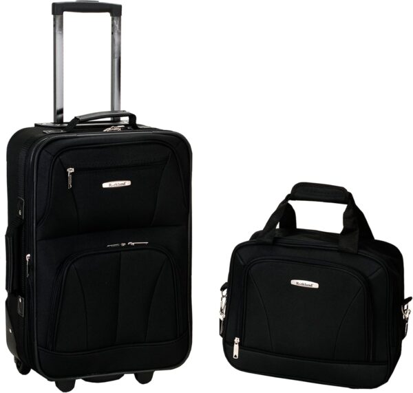 Rockland Fashion Softside Upright Luggage Set, Expandable, Black, 2-Piece (14/19) - Image 2