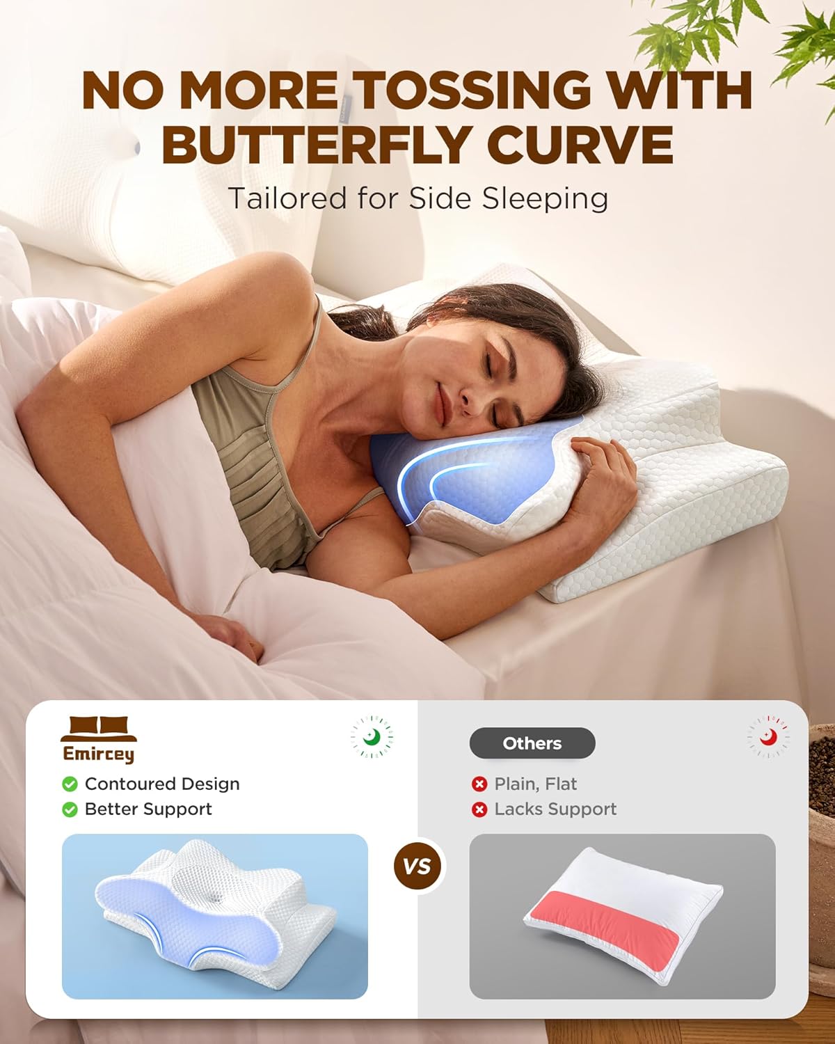 Dream Without Pain Cervical Neck Pillow for Sleeping, Ergonomic Side Sleeper Pillows for Adults, Cooling Orthopedic Pillow for Neck Relief Support, Memory Foam Pillows Back Stomach Sleepers - Image 4