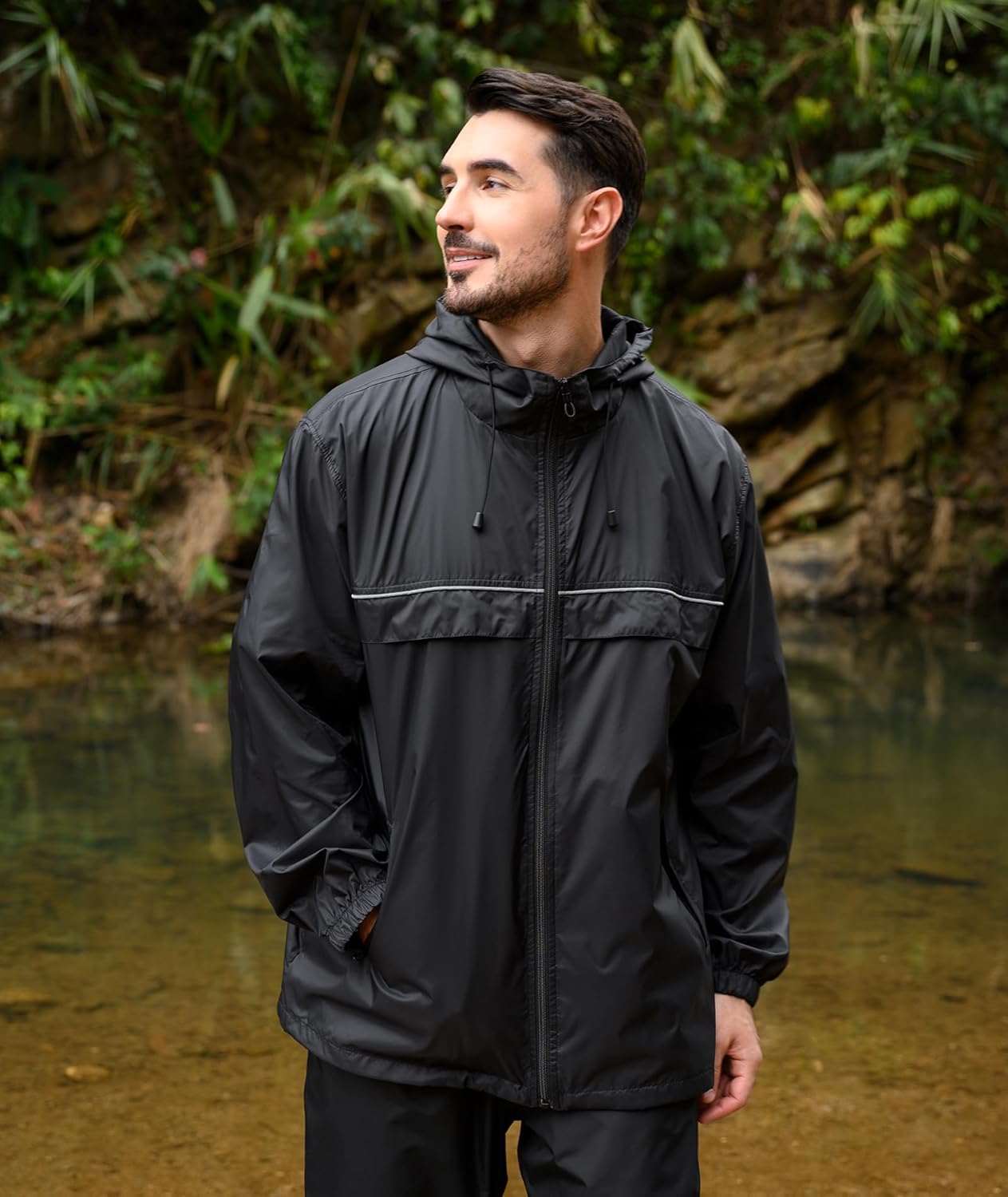 SWISSWELL Rain Jacket Men Waterproof Windbreaker, Lightweight Hooded Raincoat for Daily Casual - Image 6